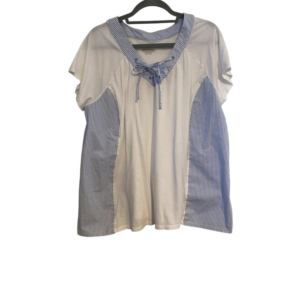 Lane Bryant Women's Blouse Striped Panel Tee Top 22/24 Beach Casual Comfy City